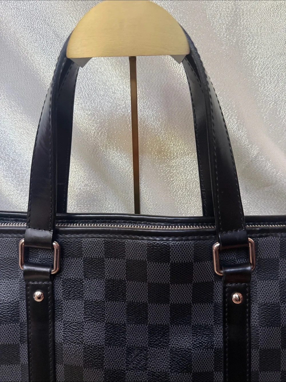 Louis Vuitton Black Damier Graphite Tadao Tote Briefcase with Zipper